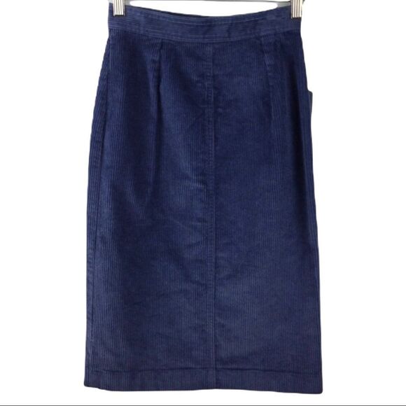NEW Wilfred Layne Blue Corduroy Button Front Pencil Skirt XXS - Picture 4 of 6